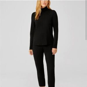 NWT EILEEN FISHER Black Turtleneck Top Women’s Small Petite Organic Cotton Shirt